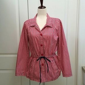 Denim & Co. Red & White Gingham Jacket (M)